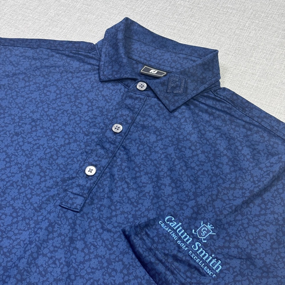 FootJoy Floral Tour Pro Golf Polo Shirt Mens Small Blue Short Sleeve Performance